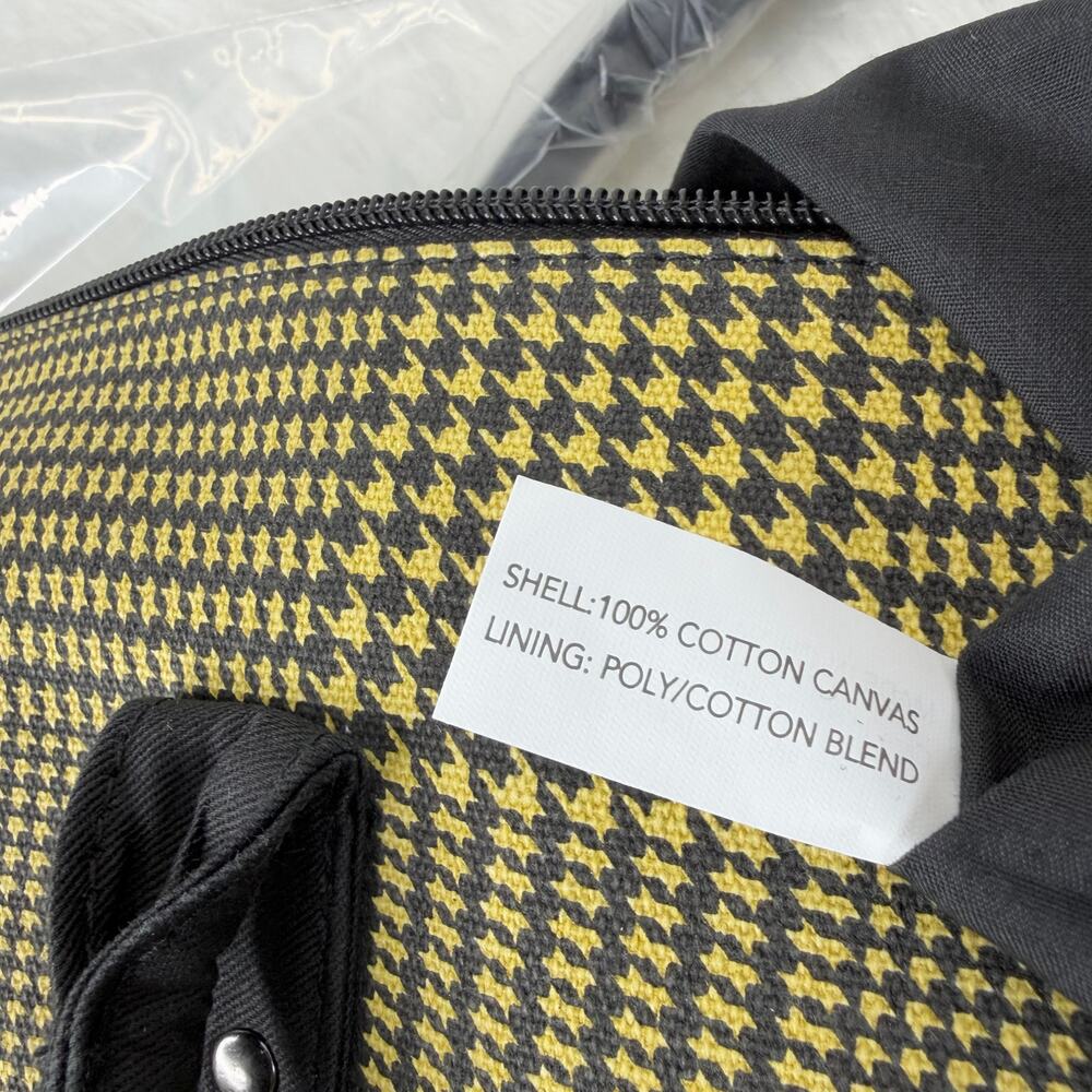 New Lulu Dharma Frasier Weekender Bag Yellow Plaid Large Travel Overnight Tote - Picture 7 of 12